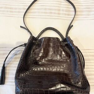 Croc-Embossed Leather Bag